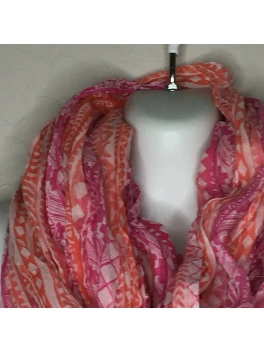 Womens Pink Orange White Pattern Infinity Scarf Accessories Fashion One Size